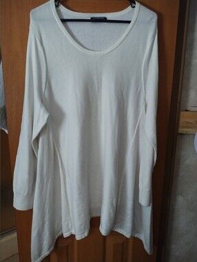 Lands End Cotton Blend Long Sleeve Tunic Top Cream Color Size 1X
